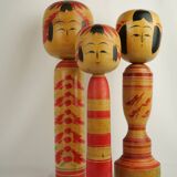 Set of 3 kokeshi dolls (large size)