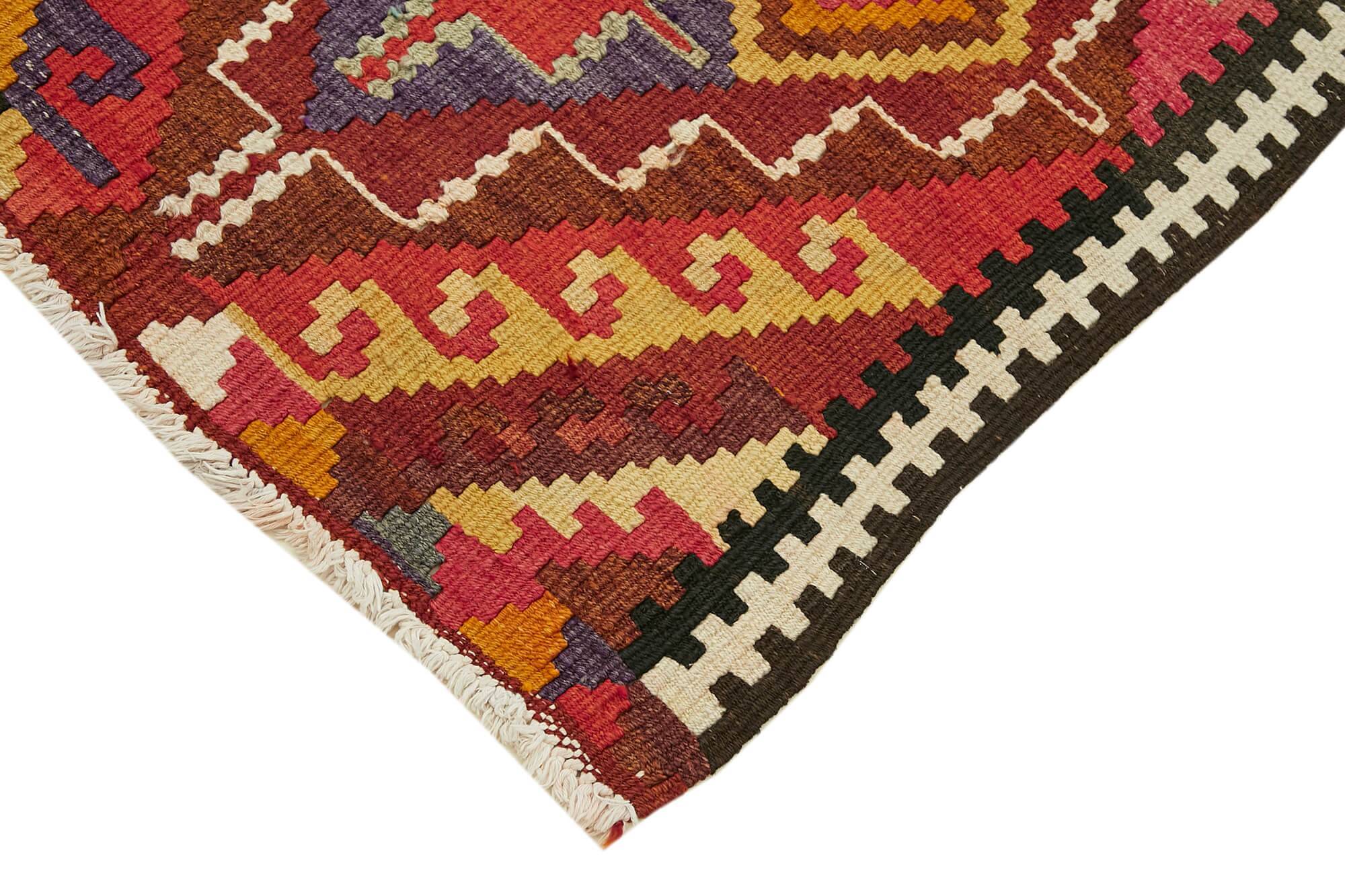 Turkish Handwoven Vintage Herki Kilim 90 cm x 383 cm
