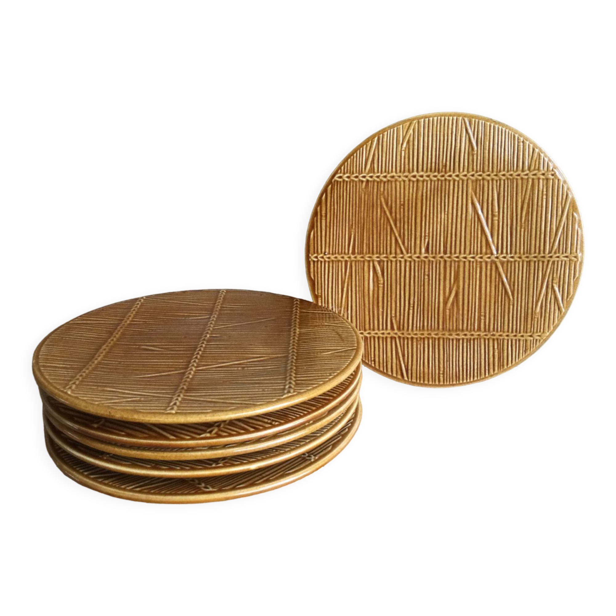 6 dessert plates or Gien cheese straw pattern