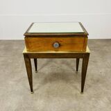 Art Deco mirror and brass bedside table