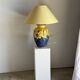 Large blue and yellow lamp with floral patterns H60