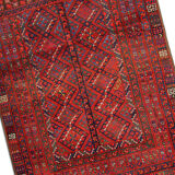 Handmade Red Wool Tribal Area Rug Persian Turkman Carpet Rug- 160x190cm