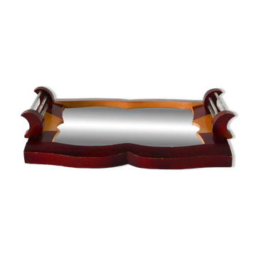 Bicolour wooden and metal tray, Bordeaux, Art Deco, 1930