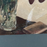 Oil on canvas R. Voyer still life with flowers by 1957