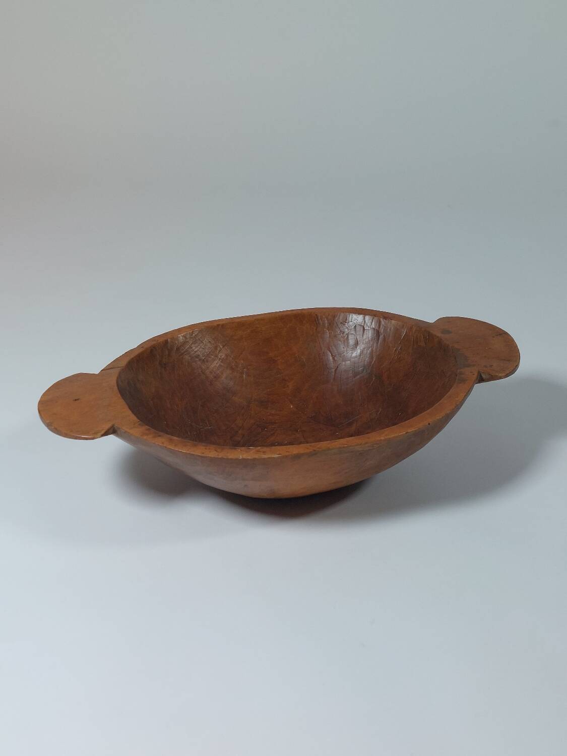 Vintage wooden fruit bowl hand-carved.