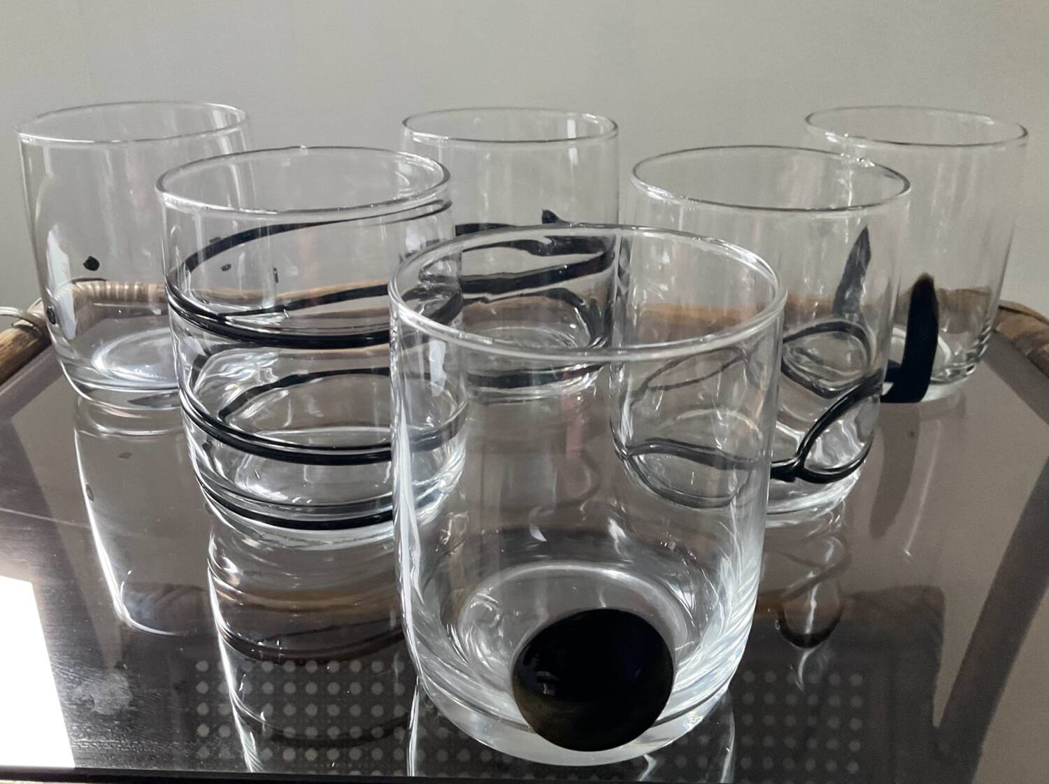 Series of 6 vintage Murano glasses including glass paste
