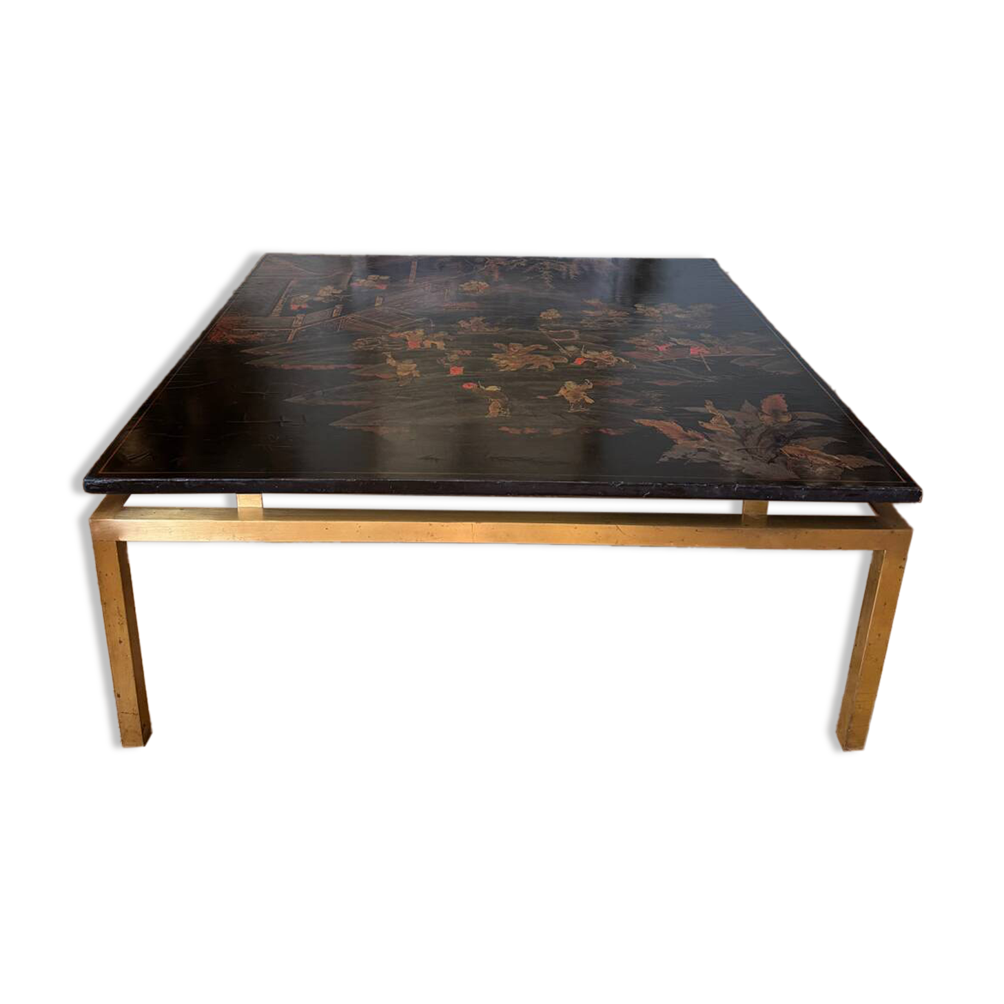 Important Coffee Table with a Lacquered Wood Panel from the 19th Century