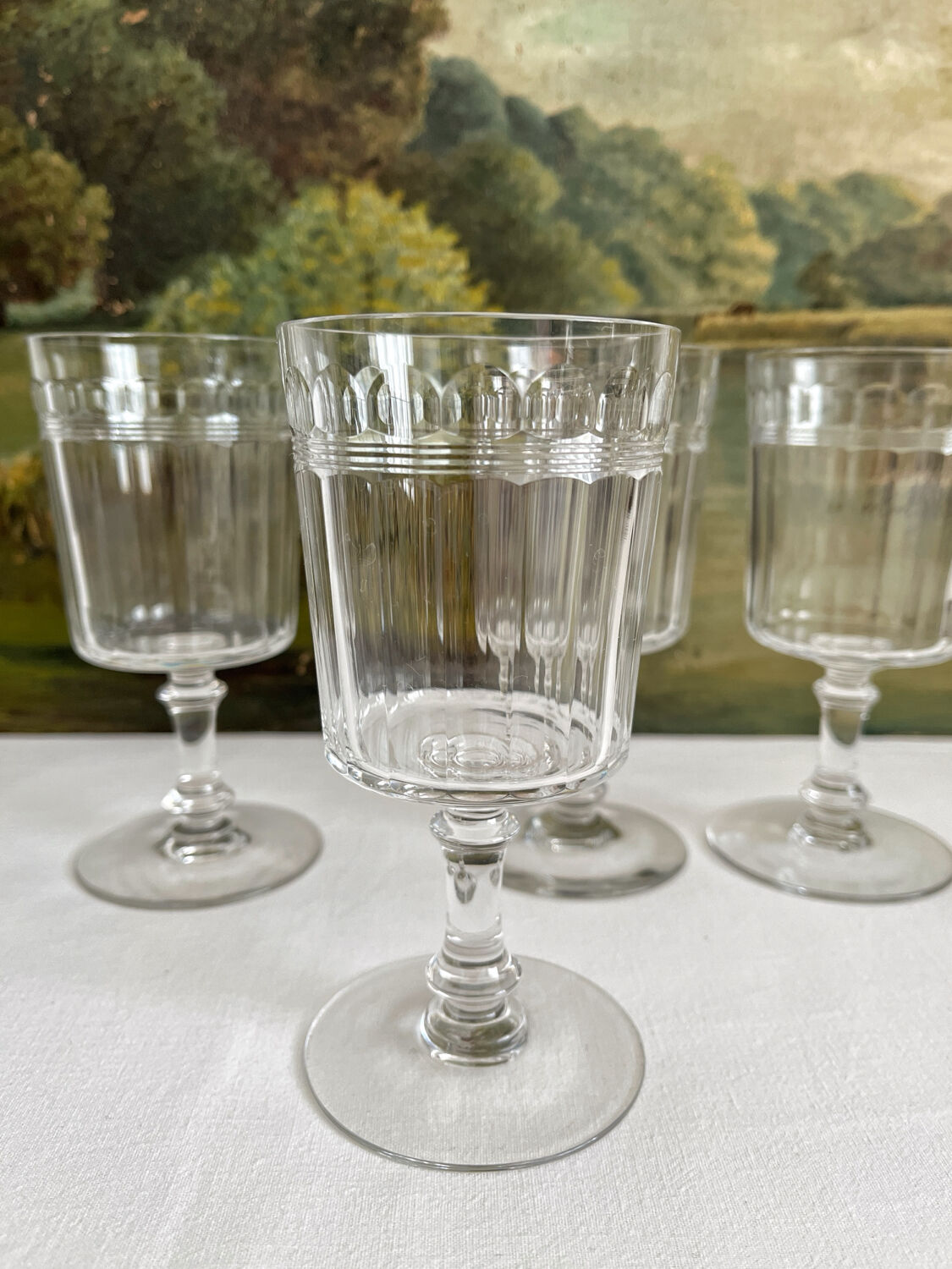 4 Baccarat cut crystal water/wine glasses, Chicago model