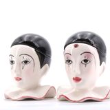 Pierrot porcelain salt shakers, 70s
