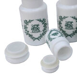 Lot 7 white opal glass jars with vintage airtight lid