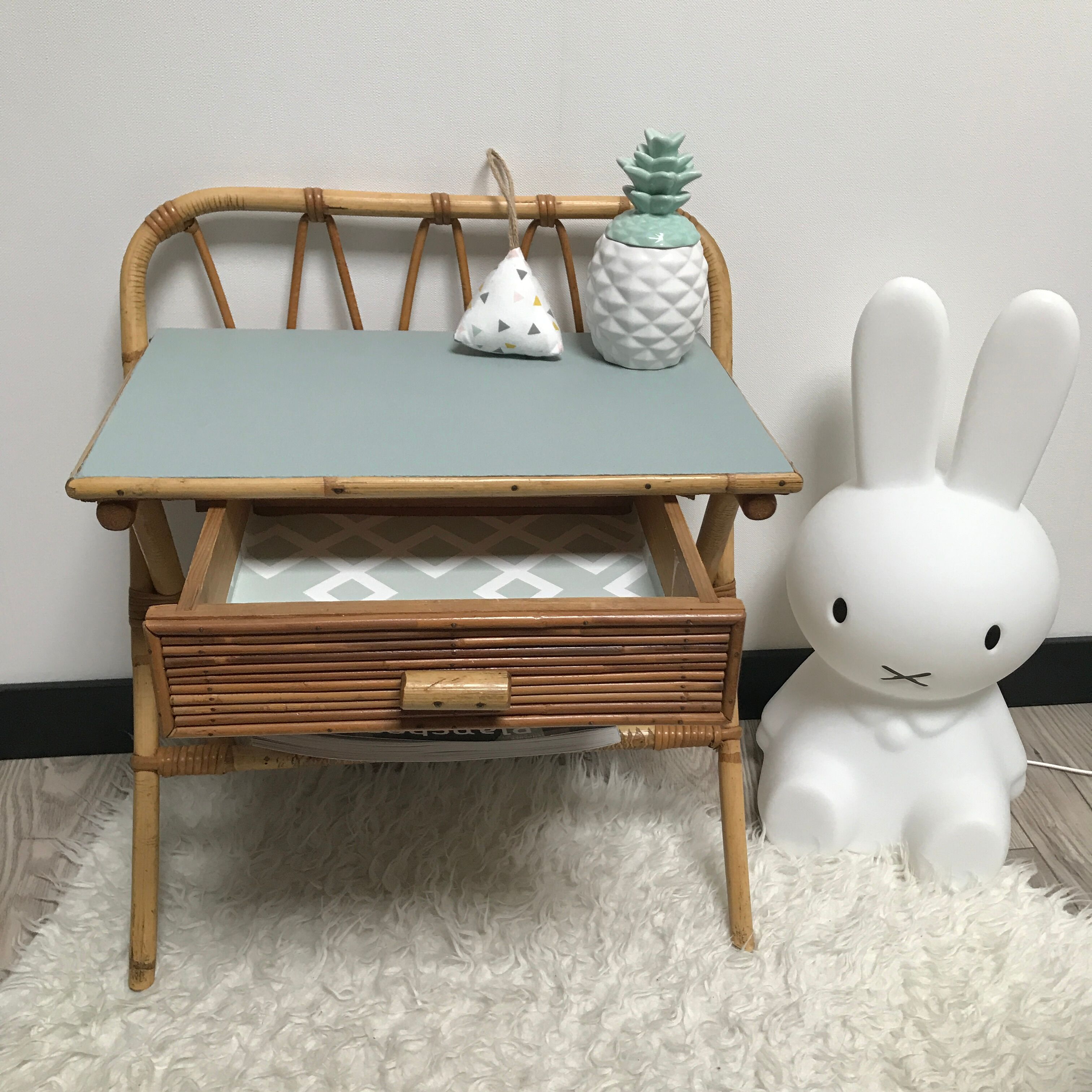 Vintage rattan bedside