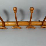 Old beech wood coat rack curved circa 1930-1950 4 hooks SB