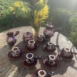 Coffee or tea service in enameled ceramic by Marius Giuge, artisan potter in Vallauris,