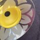 Set of 3 frosted glass and yellow opaline tulips — Vintage 1970