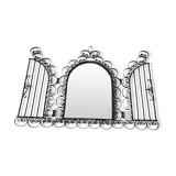 Opening mirror, shuttered, in black wrought iron, Vallauris 50s 60s