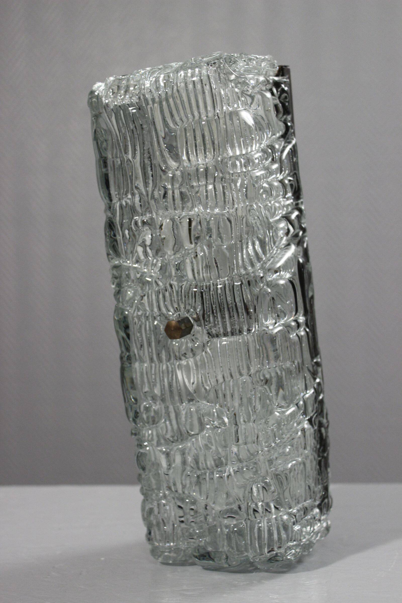 Vintage wall light frosted moulded glass 1970s