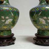 Pair of Asian enamel cloisonné vases