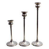 Set of 3 silver metal candle holders