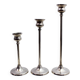Set of 3 silver metal candle holders