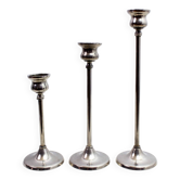 Set of 3 silver metal candle holders