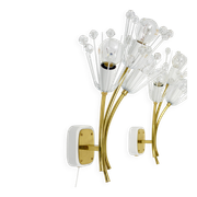 Pair of mid-century wall sconces in brass with flowers, Emil Stejnar, Rupert Nikoll, Austria, 1950s.