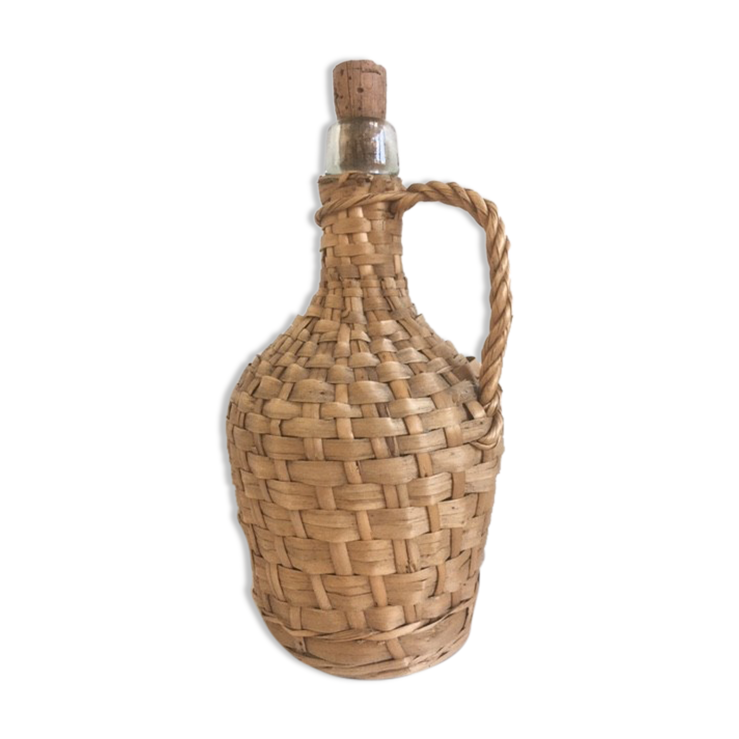 Old lady-jeanne dressed in vintage rattan