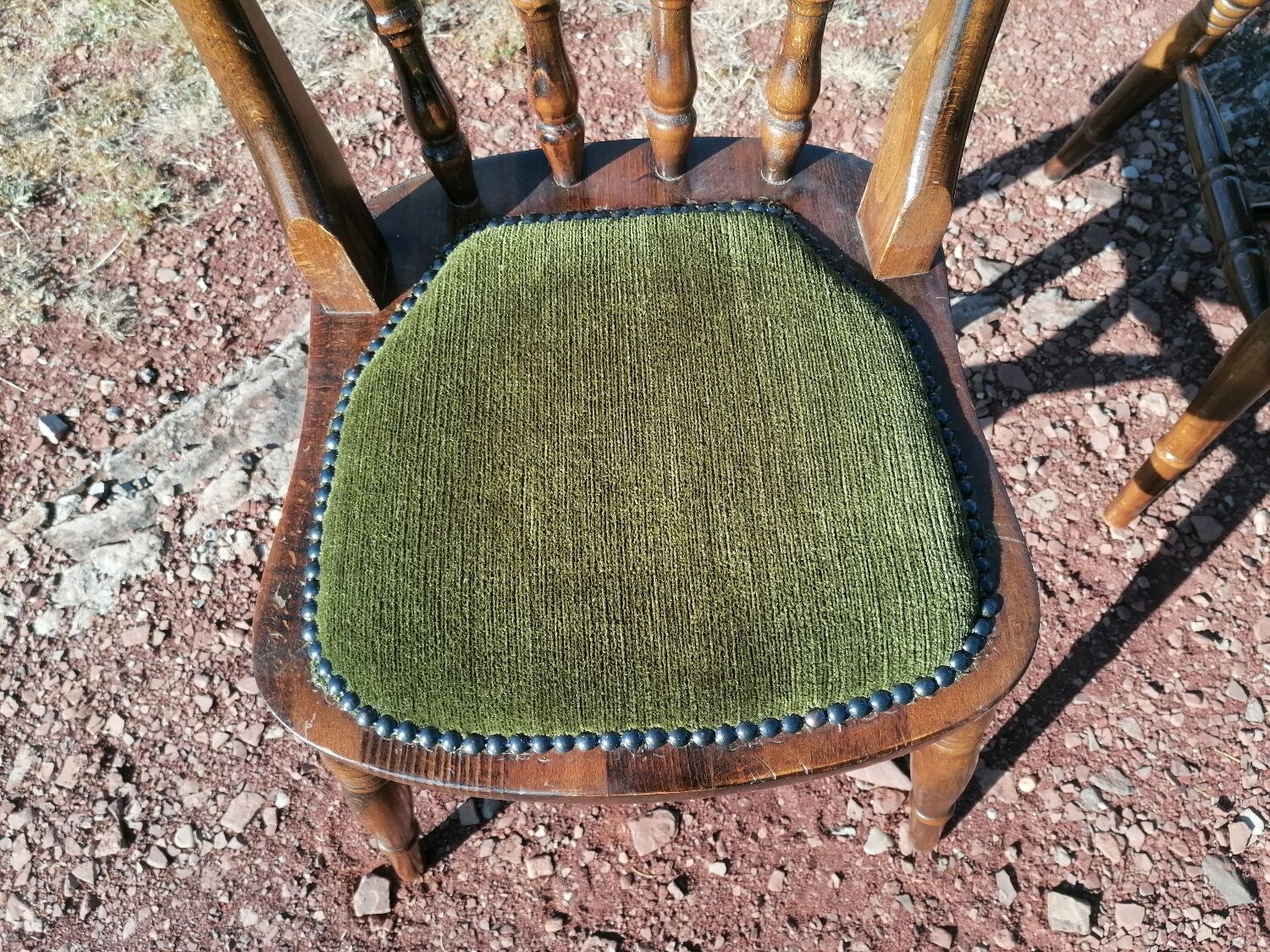 Set of 4 vintage reupholstered English country seat ltd bistro chairs