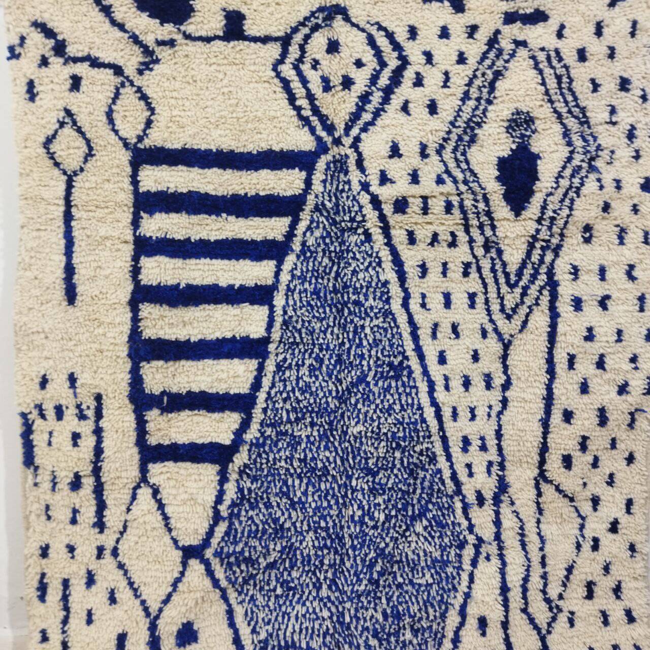 Vintage Azilal rug 264x150 cm - Blue geometric patterns