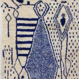 Vintage Azilal rug 264x150 cm - Blue geometric patterns