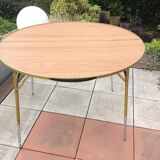 Table ronde Lafuma pliante et réglable en hauteur vintage années 60-70
