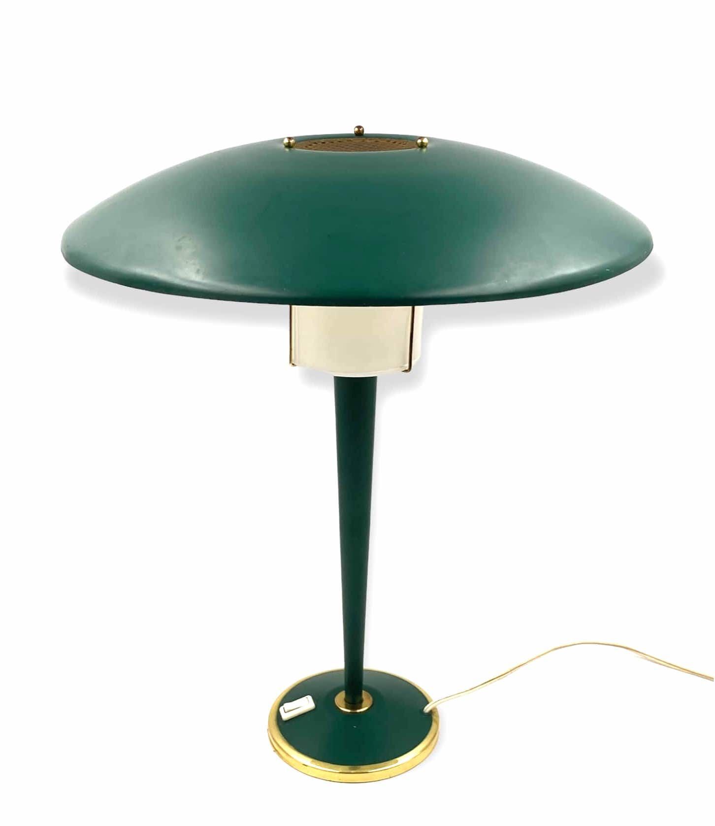Modernist petrol green table lamp, France 1960s