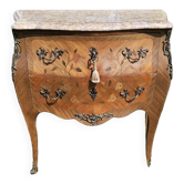 Small Louis XV Style Curved Commode in Marquetry