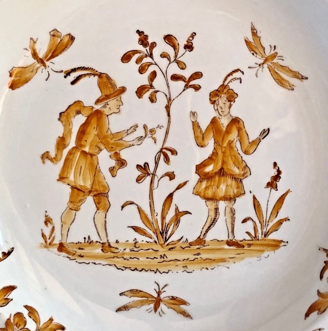 6 Longchamp soup plates Moustier Olérys decor