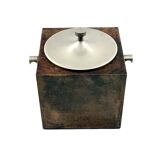 Mid-century brown parchment ice bucket, Aldo Tura Italy 1950s