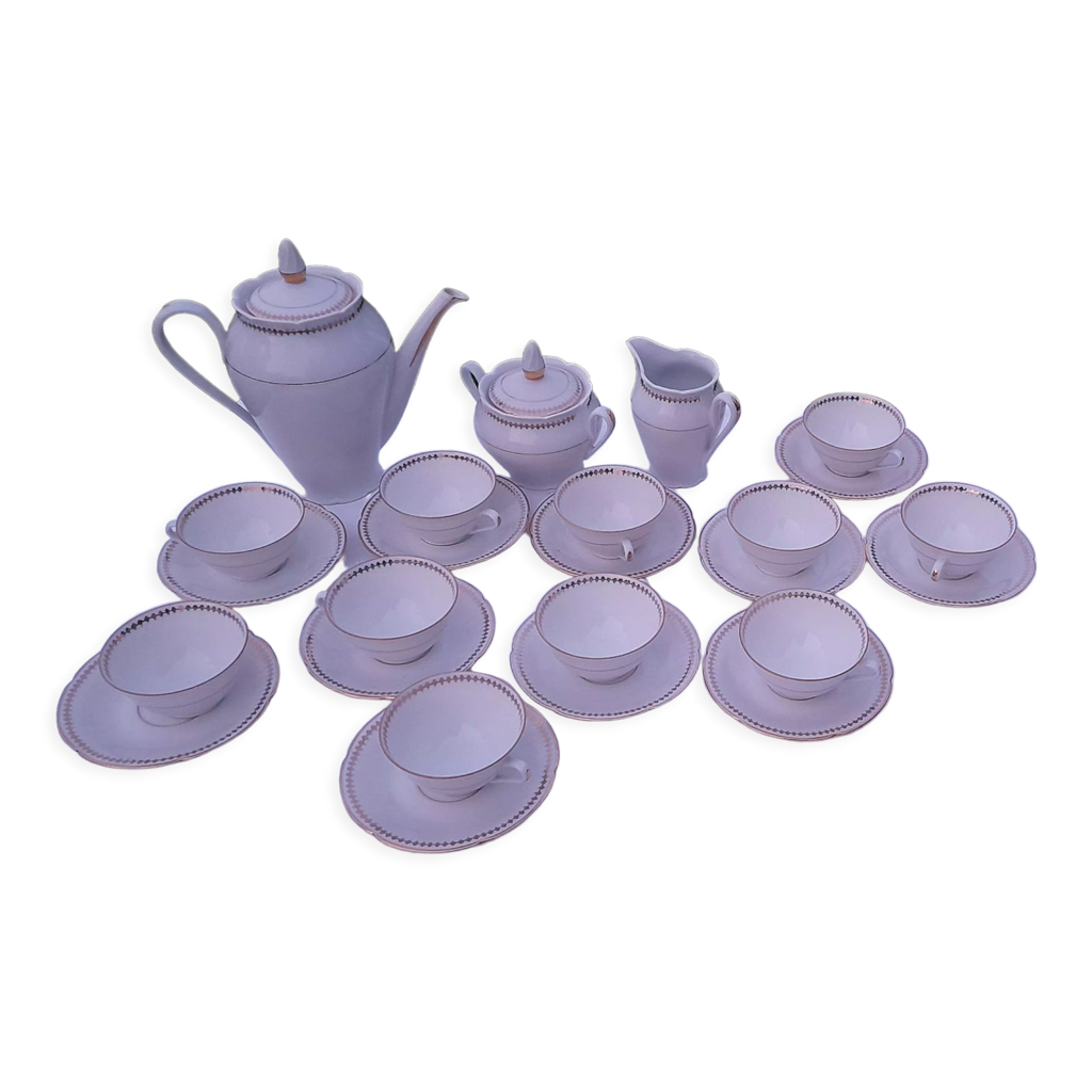 SERVICE TABLE en porcelaine de SOLOGNE LAMOTTE - Fleurie - Année 60 - 70