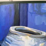 Peinture XL jarre bleue Saunière Audouze