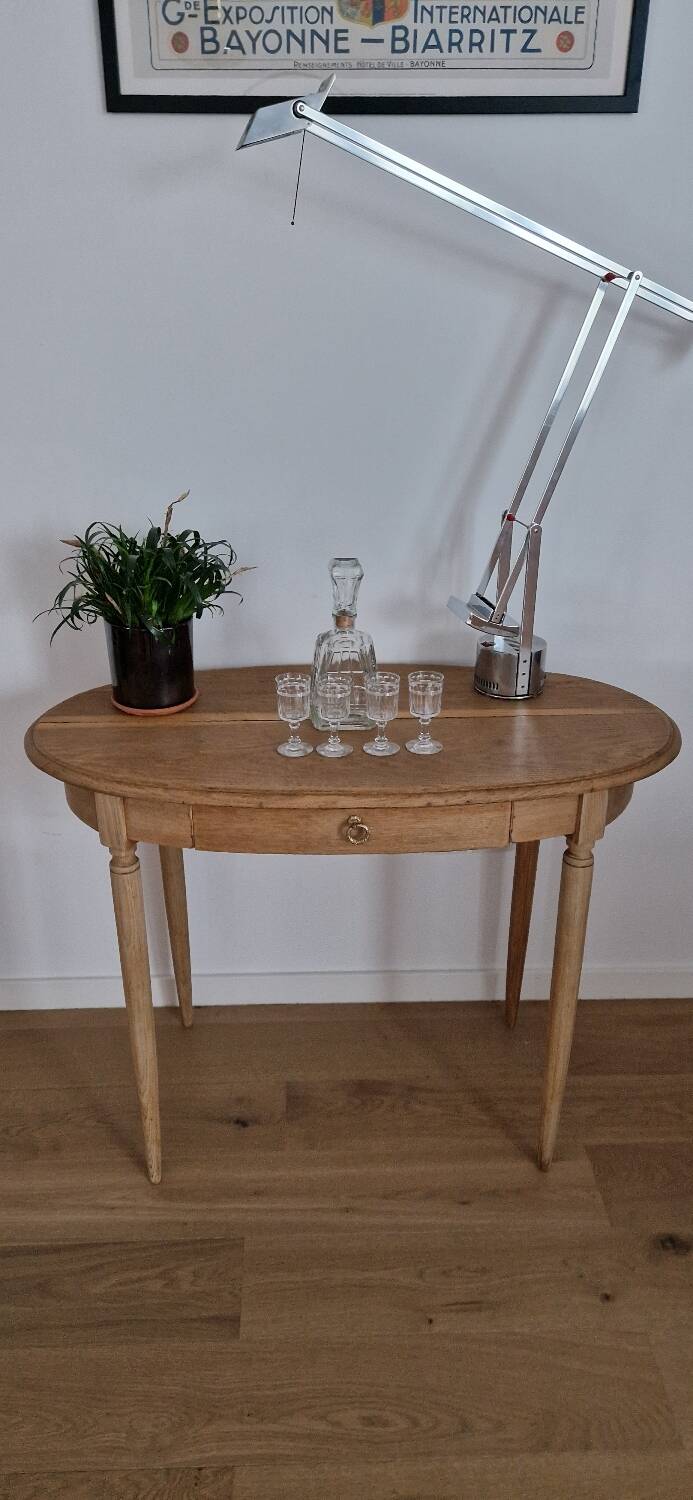 Louis XVI style oak desk console table