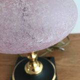 Vintage ceramic lamp brass and pink glass ball
