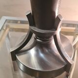 Lamp 1970 sheathed in brown leather iron brush 48xh74