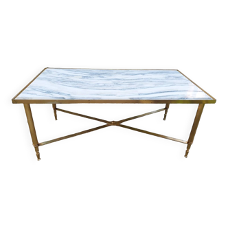 Marble and brass coffee table