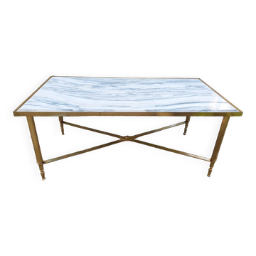 Marble and brass coffee table