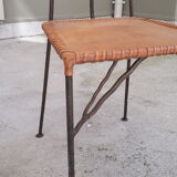 Ensemble de 4 chaises en fer forgé et assises cuir