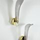 Pair of Murano frosted glass leaf sconces, gilt brass, Italy, 1970s