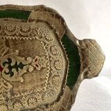 Petit plateau florentin vintage vert et or