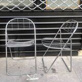Paire de chaises pliantes en filet "aland" Niels Gammelgaard (?), chrome, 1970
