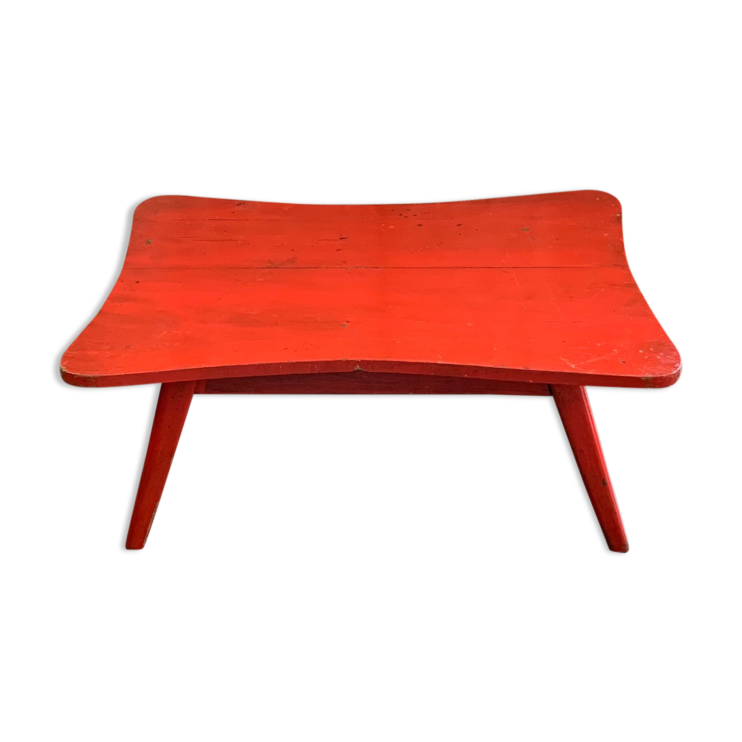 Vintage red lacquered wood coffee table