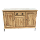 Renovated 3-door sideboard in raw solid wood 147cm