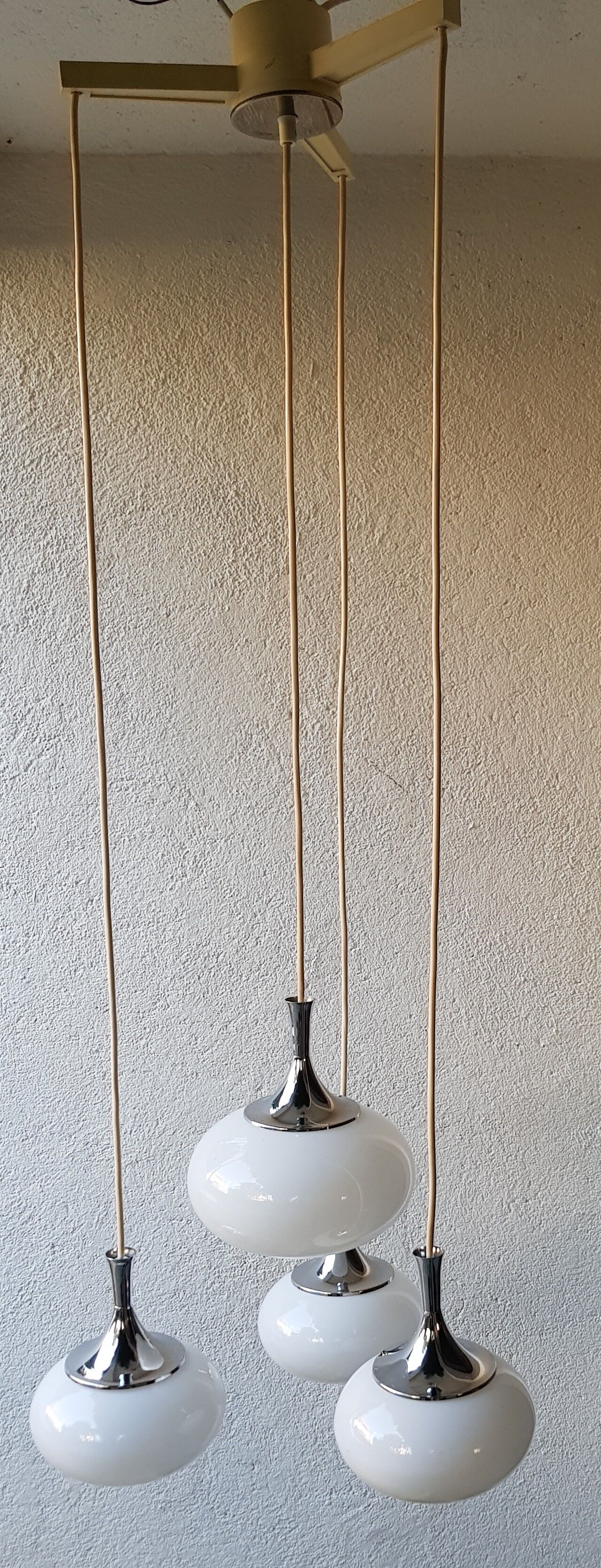 opaline and chrome metal chandelier 70