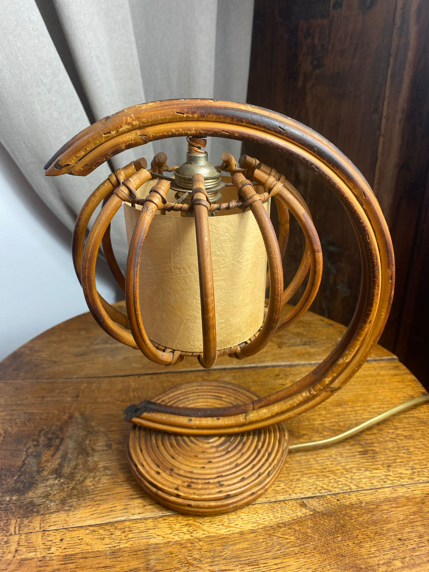 Rattan and bamboo lamp, Louis Sognot