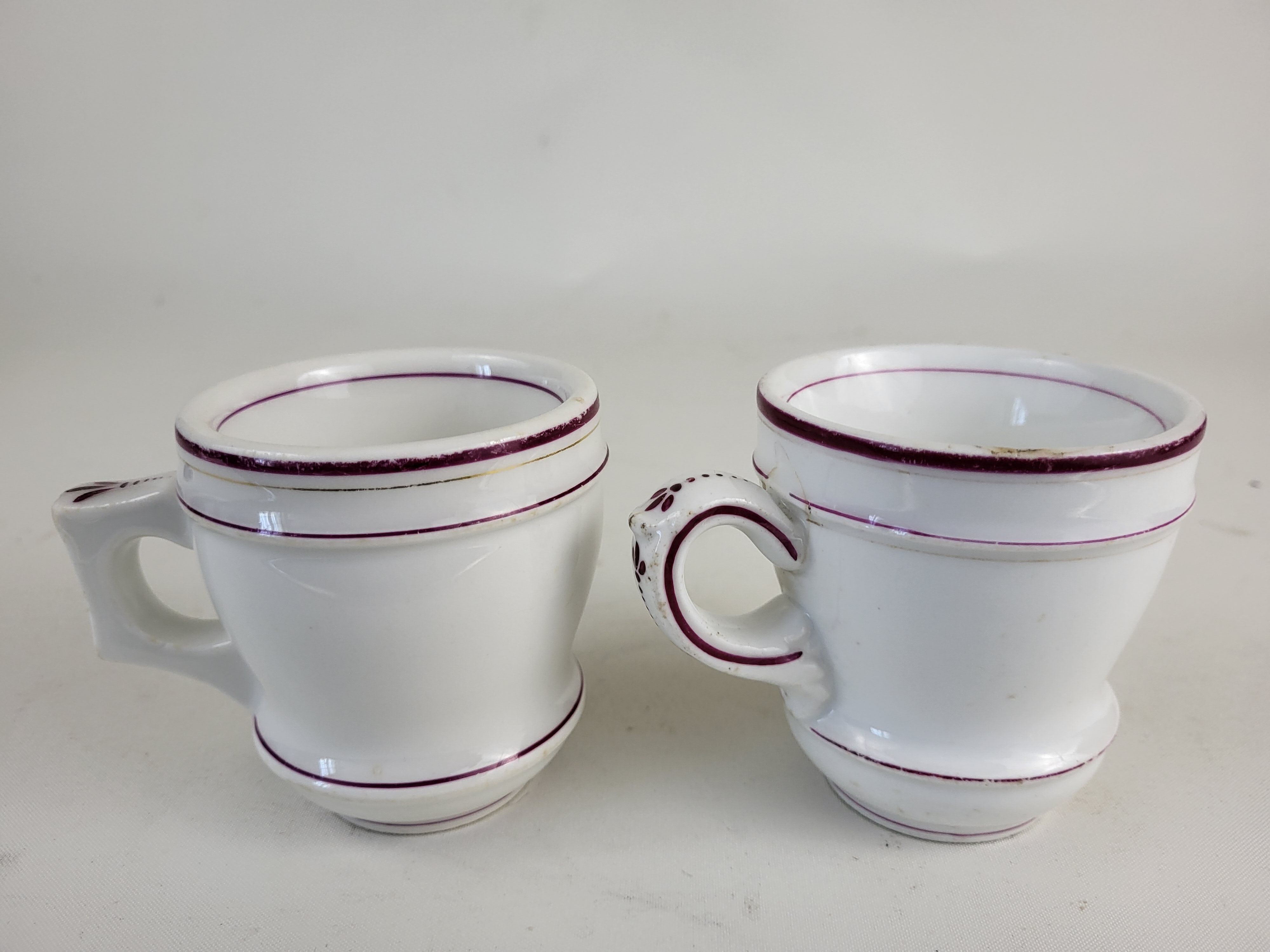 Set of 2 brulot cups in thick porcelain XIXth